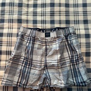 American Eagle Outfitters Plaid Boxer Shorts - Tan and Navy